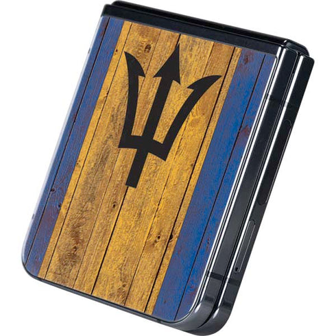 Barbados Flag Dark Wood Galaxy Z Flip5 5G Skin
